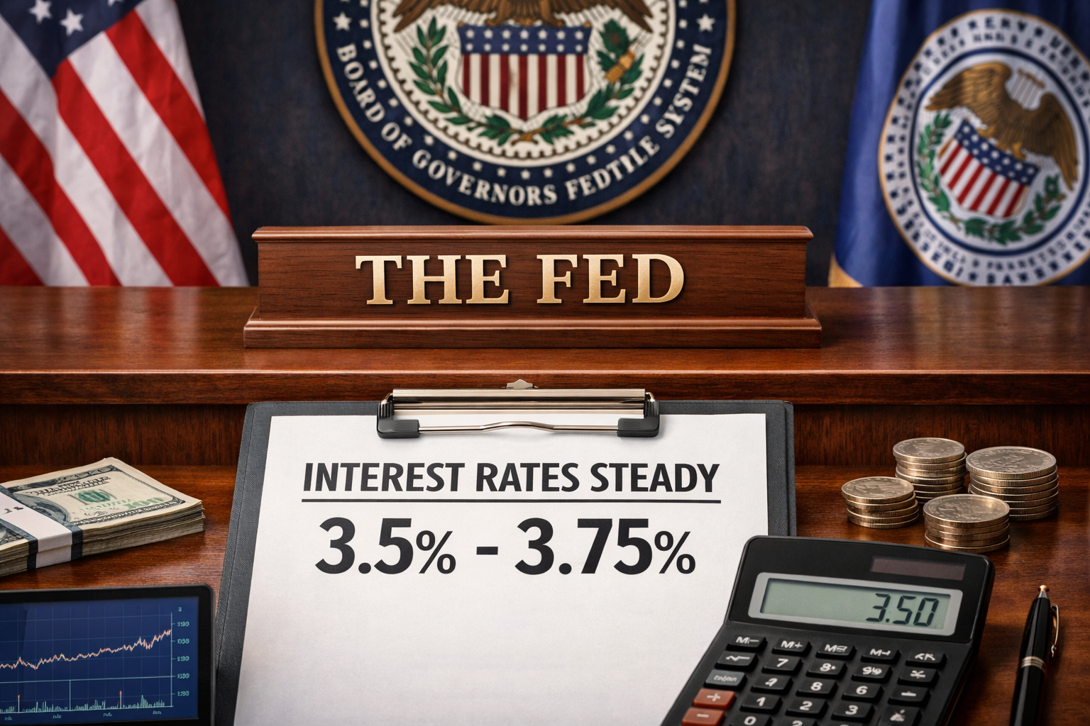 The Fed kept interest rates steady (3.5%–3.75%)